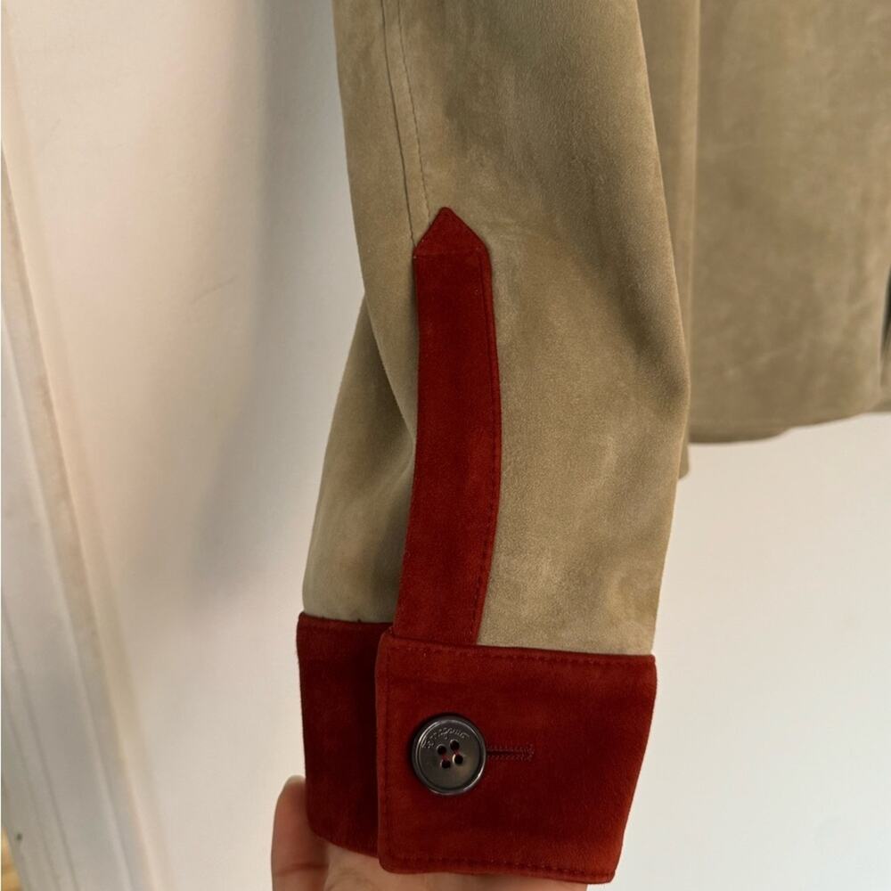 Salvatore Ferragamo Lamb Leather Red And Beige Pattern Jacket Ss20 View 6